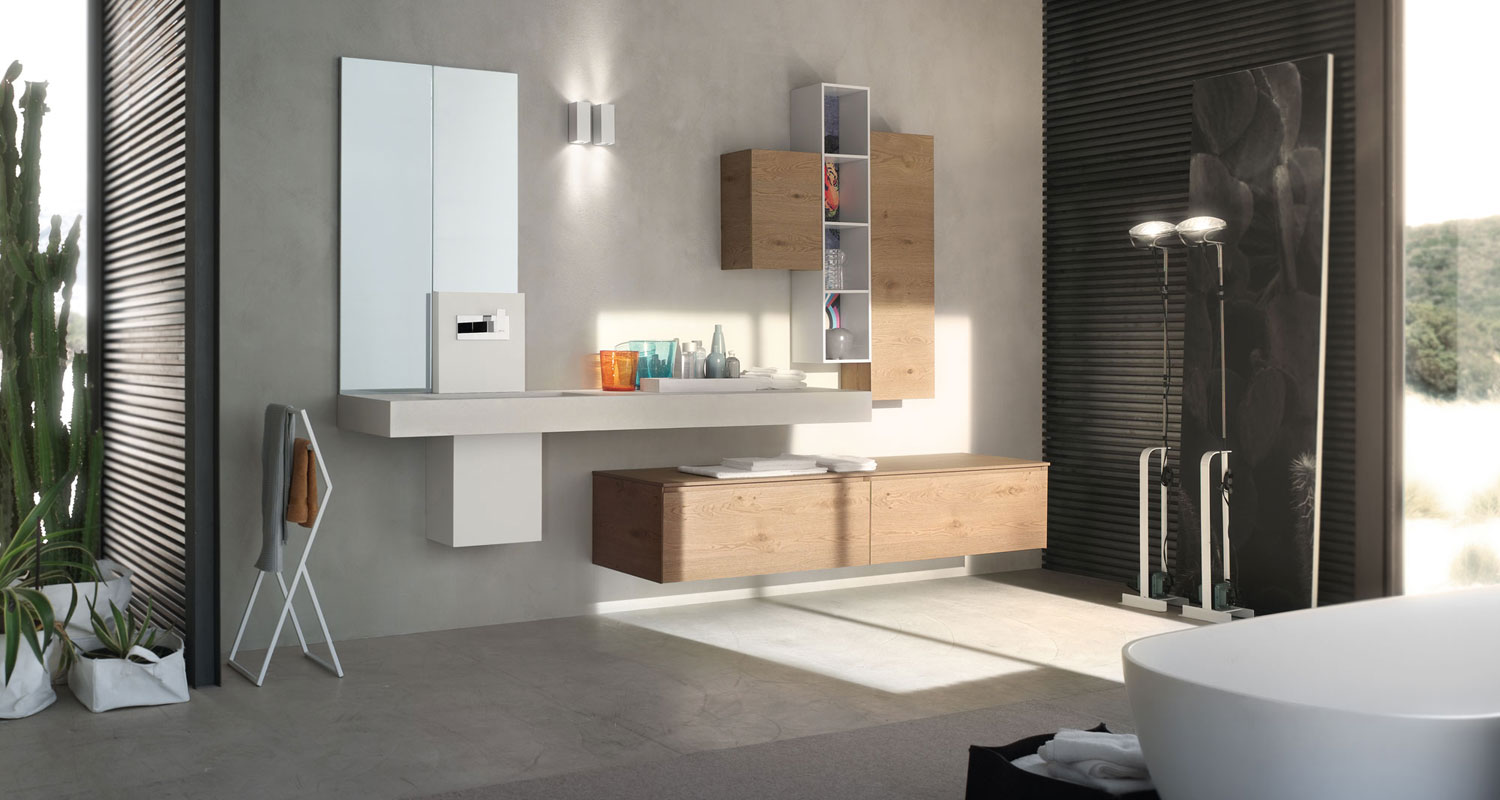 mobile bagno legno sospeso